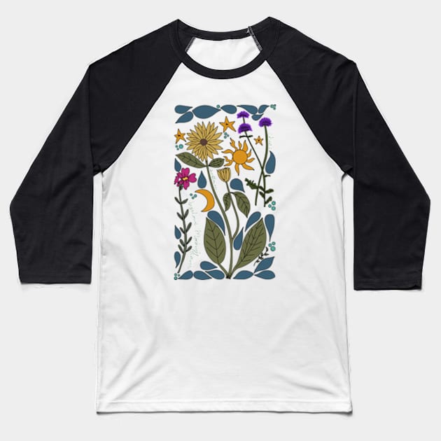 Mountain Wildflowers Illustration Baseball T-Shirt by WalkSimplyArt